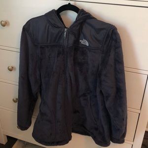 North Face Dark Blue Fleece Jacket with Hood XL